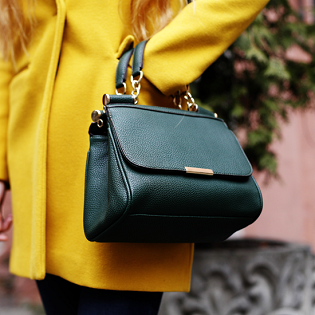 Green leather bag